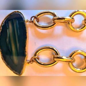 Gold and Blue Sliced Agate Necklace